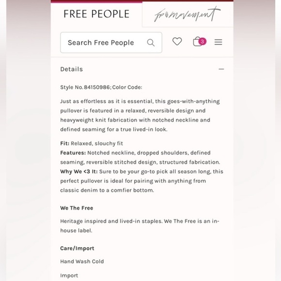 WE THE FREE VALENTINE OVERSIZED SLOUCHY BAGGY PULLOVER CASUAL SWEATER NWOT - Picture 11 of 12